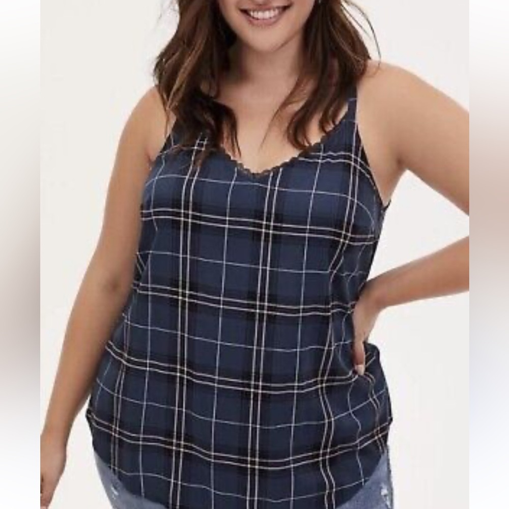Torrid Plaid Navy Blue Women's Top